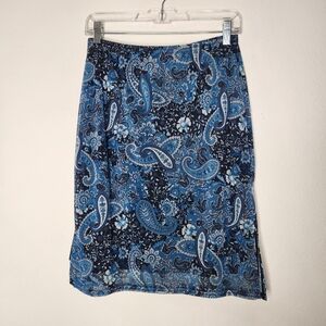 Vintage Exact Change Womens Medium Blue High Rise Lined Paisley Skirt